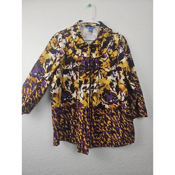 Koret Womens XL Multicolor Jacket Peter Pan Collar Long Sleeves - Picture 1 of 7